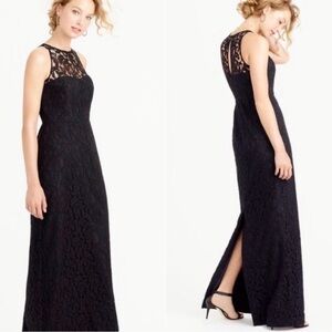 J Crew Pamela Leavers Navy Full Length Gown